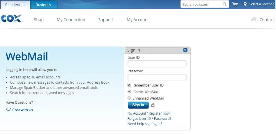 Username and password of COX router