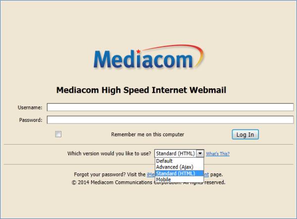Default username and password